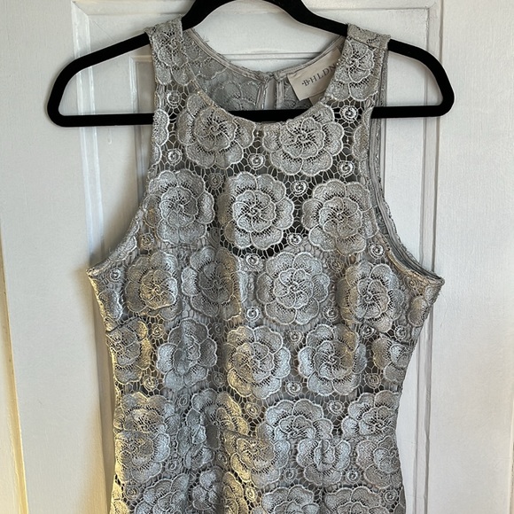 BHLDN Anthropologie Silver Floral Lace Sleeveless Emmeline Dress - Picture 3 of 11